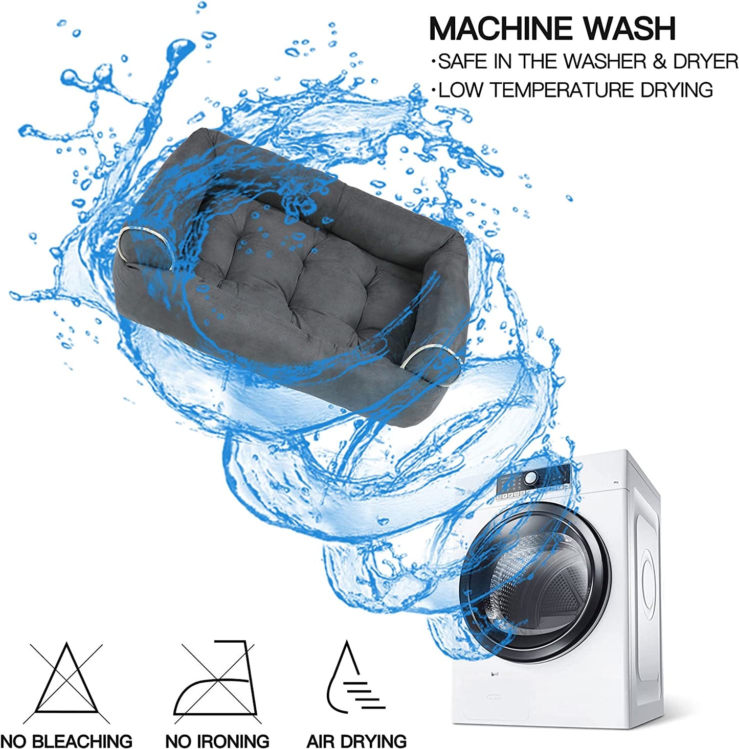 Large Orthopedic Dog Bed,3D Sponge Dog Sofa Bed,Luxury Dog Bed Pet Cat Cushion Dog Pillow Bed, Dog Cuddler Sleeping Bed for Large Medium Small Dogs Cats Pets Washable Beds(Small Grey)