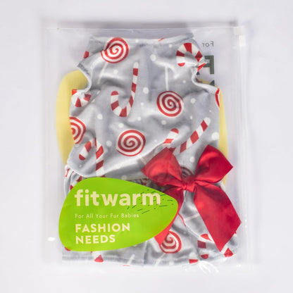 Christmas Candy Canes Dog Dress, Cute Dog Christmas Outfit, Doggy Clothes for Small Dogs Girl, Pet Apparel, Silver, Red, White, Medium