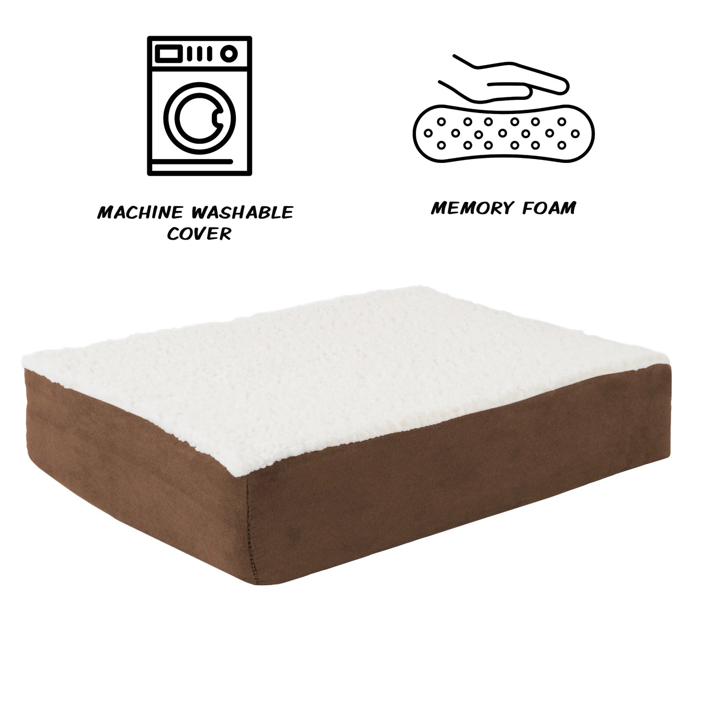 20X15 Orthopedic Dog Bed with Memory Foam and Sherpa Cover, Brown