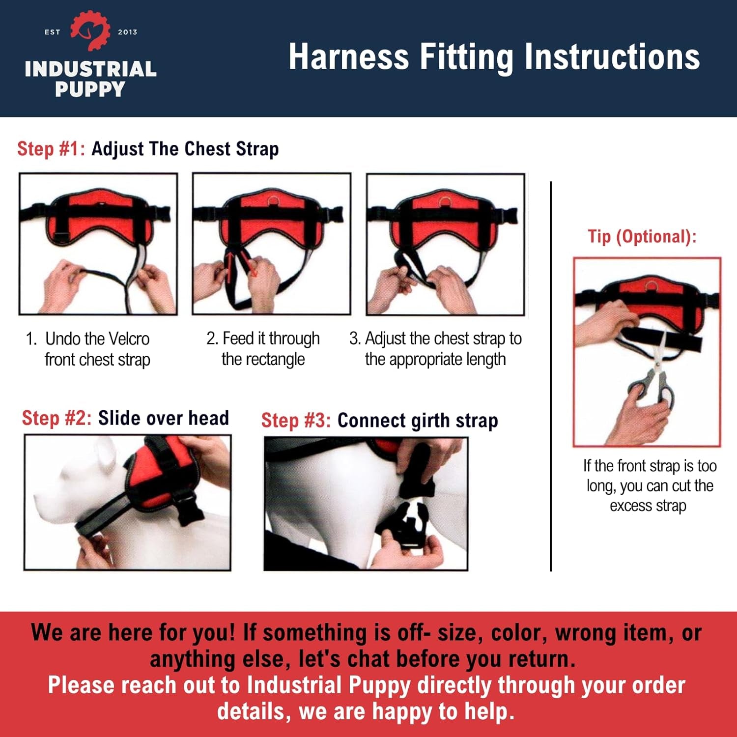 Service Dog Vest with Hook and Loop Straps and Matching Service Dog Leash Set - Harnesses from XXS to XXL - Harness Features Reflective Patch and Comfortable Mesh Design