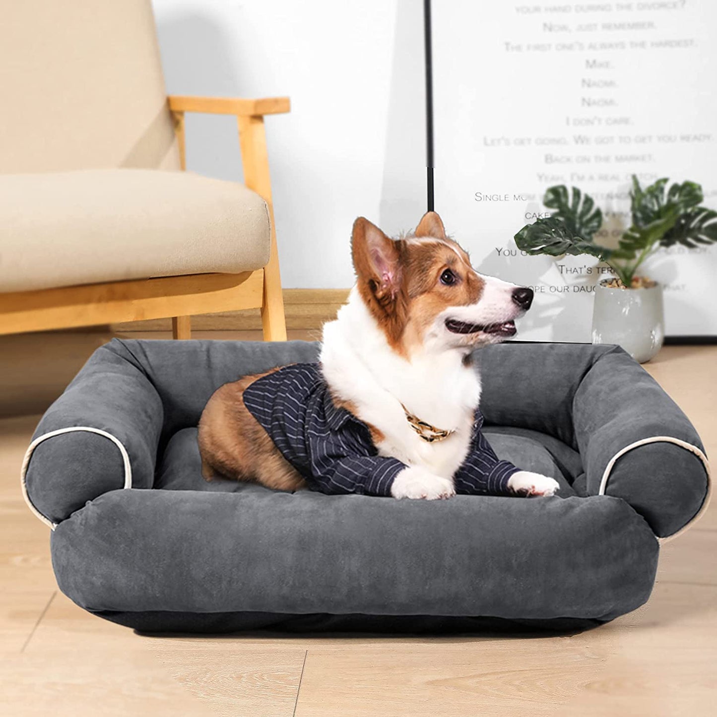 Large Orthopedic Dog Bed,3D Sponge Dog Sofa Bed,Luxury Dog Bed Pet Cat Cushion Dog Pillow Bed, Dog Cuddler Sleeping Bed for Large Medium Small Dogs Cats Pets Washable Beds（Small Grey）