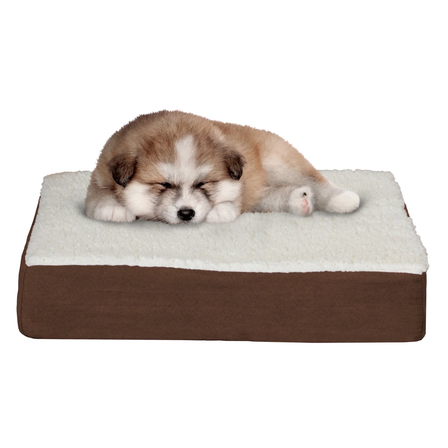 20X15 Orthopedic Dog Bed with Memory Foam and Sherpa Cover, Brown