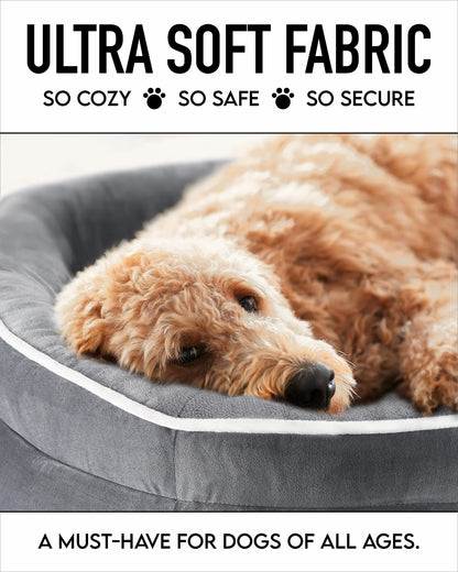 35In Luxury Sofa-Style Pet Orthopedic Bed for Large and Medium Dogs – Removable Machine-Washable Plush Cover, 4-Sided Bolster, Non-Slip Bottom, Size 35"X28"X6" Gray