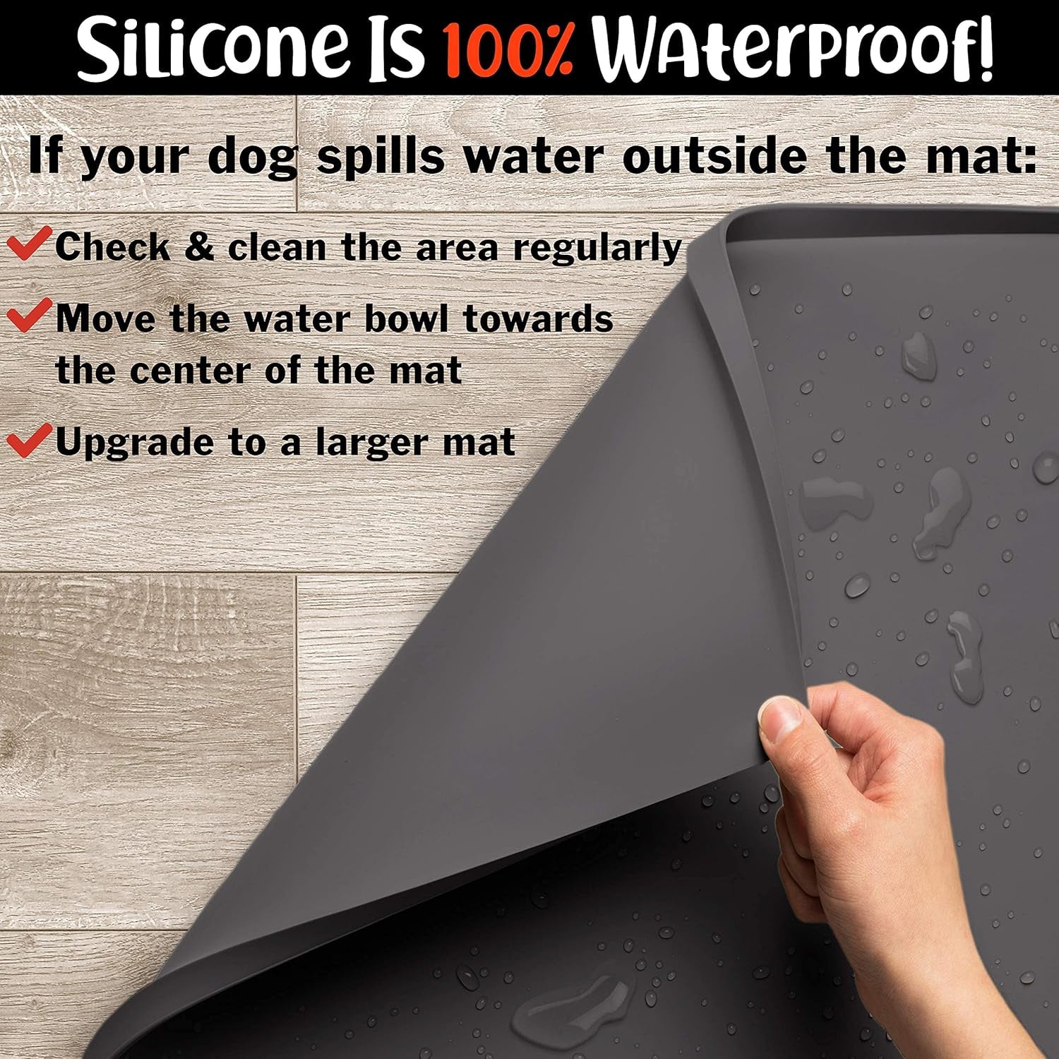 Dog Food Mat, Waterproof Dog Bowl Mat, Nonslip Pet Feeding Mats for Floors, Puppy Supplies