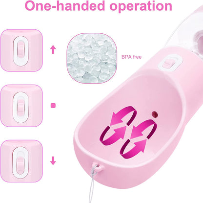 Dog Water Bottle Portable Pet Water Bottle Leak Proof Dog Water Dispenser and Food, Lightweight Dog Travel Water Bottle Bowl for Walking and Trave (Pink)