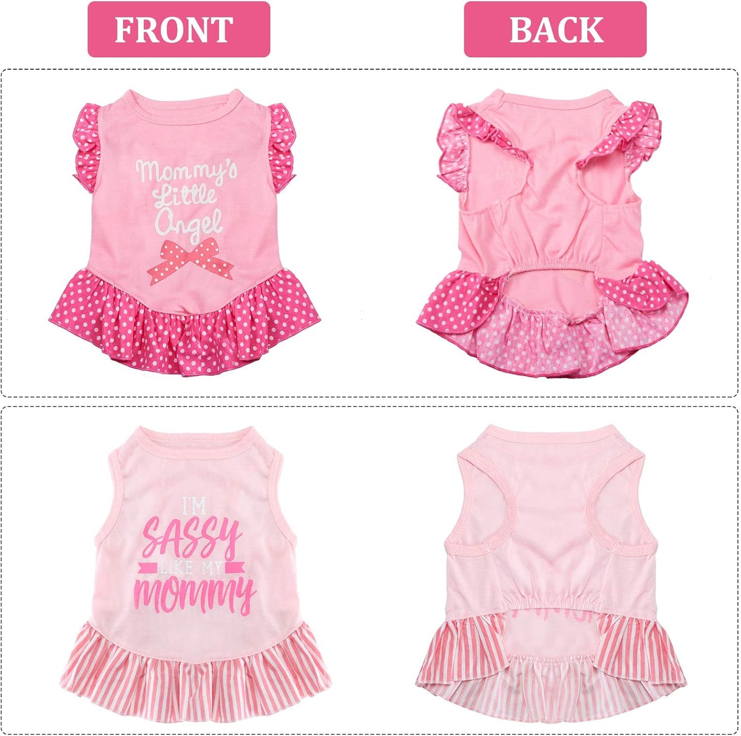 4 Pieces Dog Dress Shirt Cute Pink Dog Clothes Pet Princess Dress Puppy Summer Apparel Clothes Skirt Shirt with Ruffles Apparel for Small Puppy Cats Pet(M)