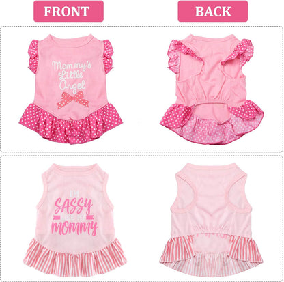 4 Pieces Dog Dress Shirt Cute Pink Dog Clothes Pet Princess Dress Puppy Summer Apparel Clothes Skirt Shirt with Ruffles Apparel for Small Puppy Cats Pet(M)