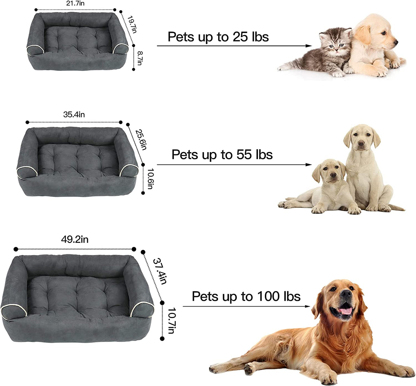 Large Orthopedic Dog Bed,3D Sponge Dog Sofa Bed,Luxury Dog Bed Pet Cat Cushion Dog Pillow Bed, Dog Cuddler Sleeping Bed for Large Medium Small Dogs Cats Pets Washable Beds（Small Grey）