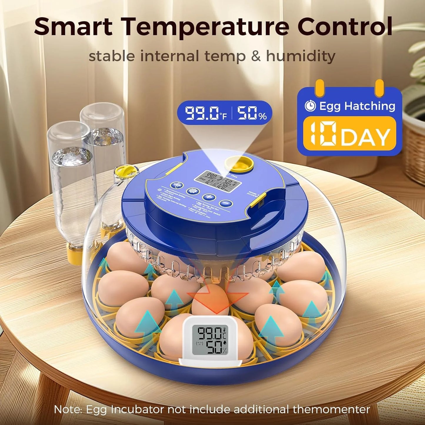 18 Egg Incubator with Automatic Egg Turning and Humidity Control, 360° View Auto Water Adding, Egg Candler Incubators for Hatching Eggs for Chicken Ducks
