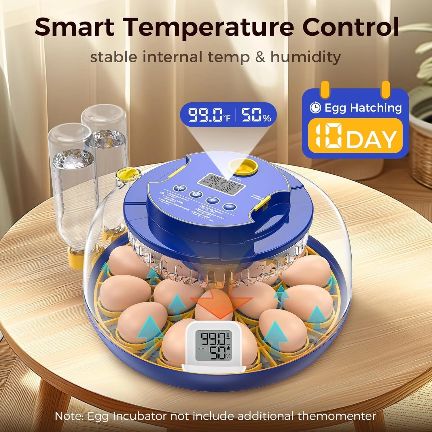 18 Egg Incubator with Automatic Egg Turning and Humidity Control, 360° View Auto Water Adding, Egg Candler Incubators for Hatching Eggs for Chicken Ducks
