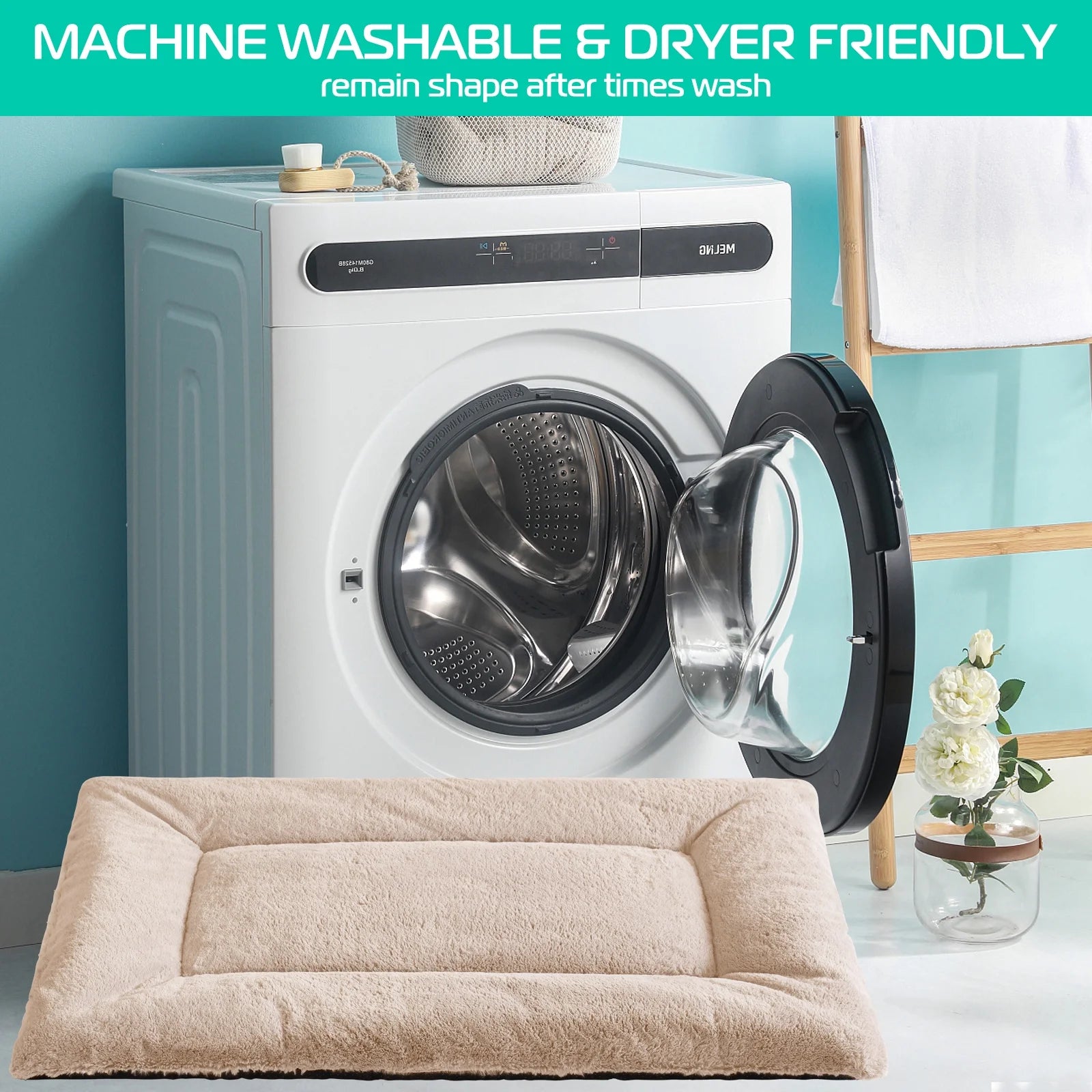 Dog Beds Crate Pad,Super Soft Fabric Machine Washable & anti Slip, Kennel Mat Suitable for Large, and Medium Dogs 30"X 19", Beige