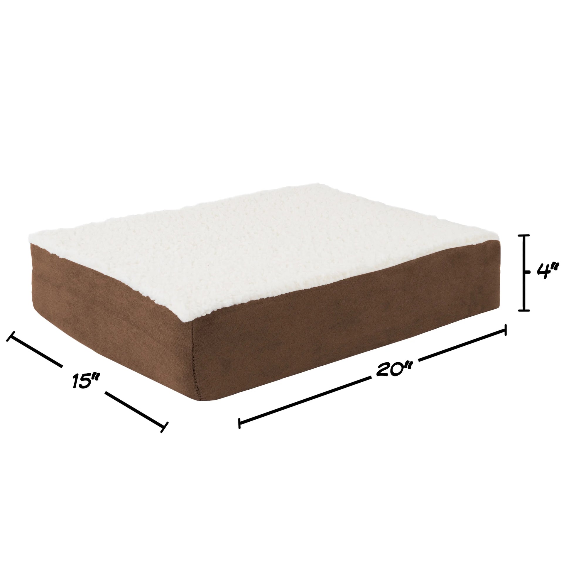 20X15 Orthopedic Dog Bed with Memory Foam and Sherpa Cover, Brown