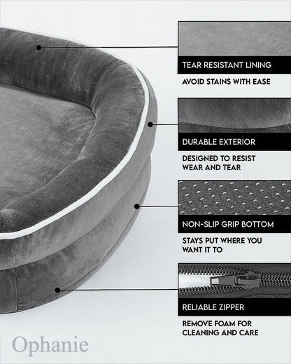 35In Luxury Sofa-Style Pet Orthopedic Bed for Large and Medium Dogs – Removable Machine-Washable Plush Cover, 4-Sided Bolster, Non-Slip Bottom, Size 35"X28"X6" Gray