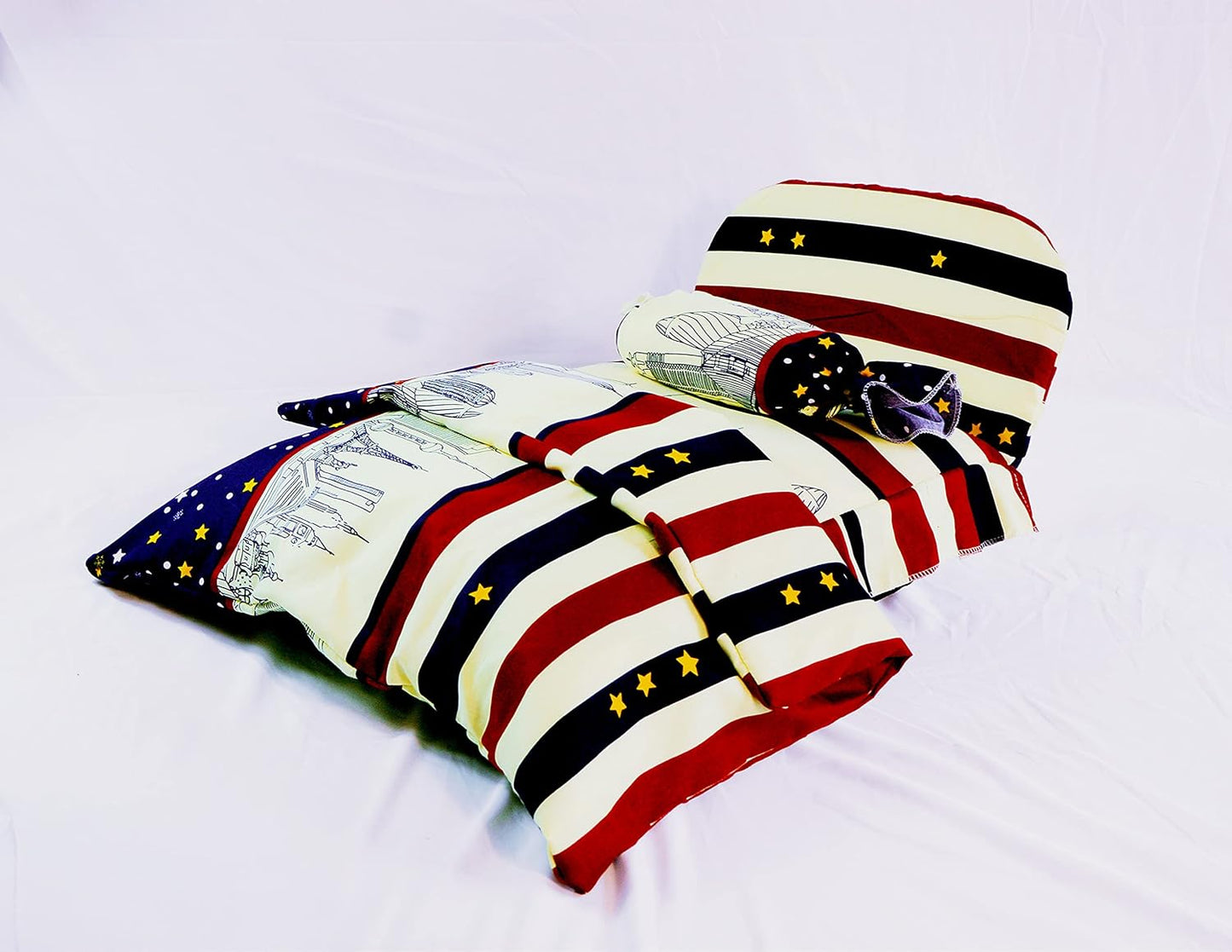 Dog CAT Bed Bed for Small Medium Dog Cat, Waterproof Bottom -25X 20 Inches Washable and Removable Covers Sleeping Bed for Small Dogs and Cats Dog Bed with Pillows and Quilt (Stars)