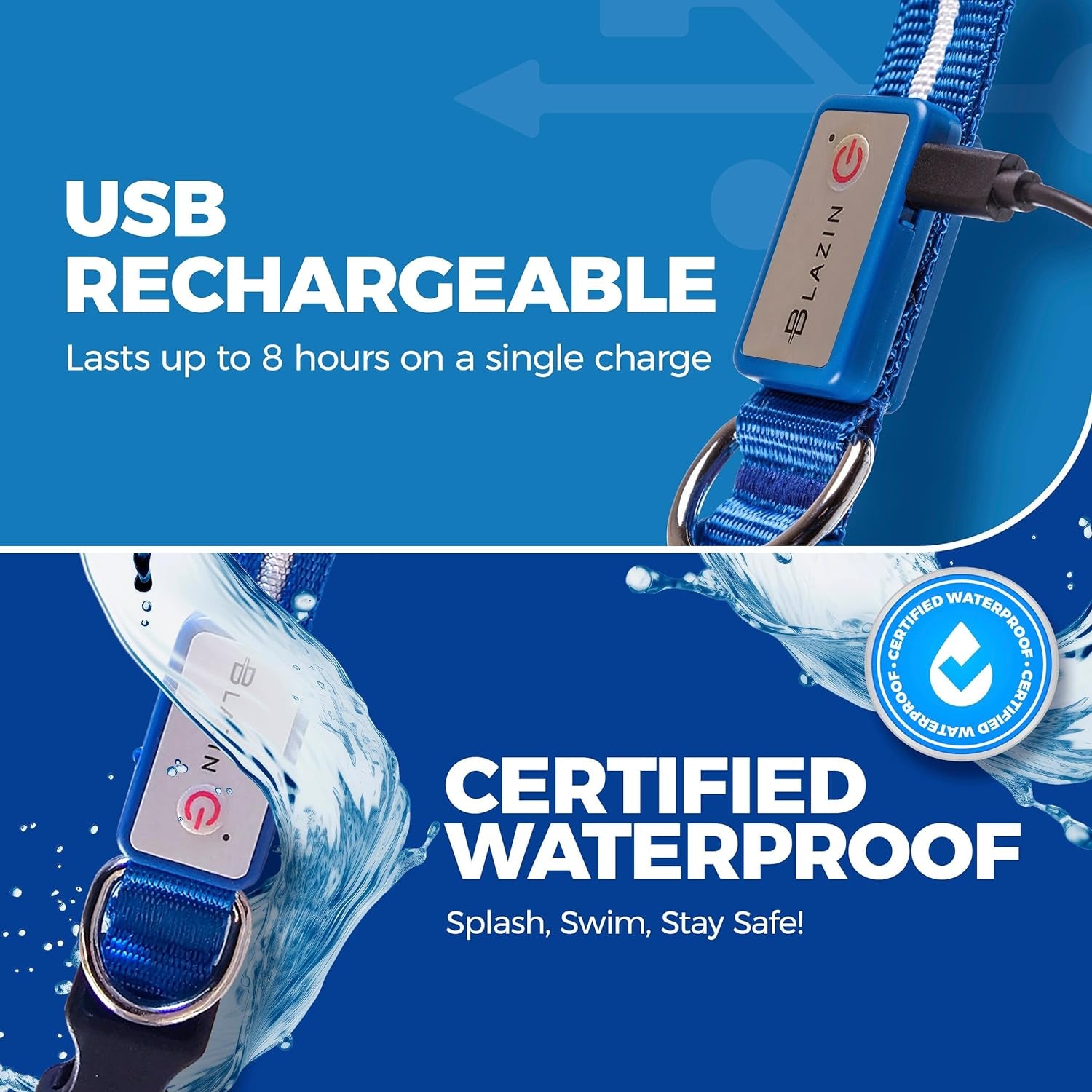 LED Dog Collar - Rechargeable, Waterproof & Highly Visible - Perfect for All Dog Sizes!