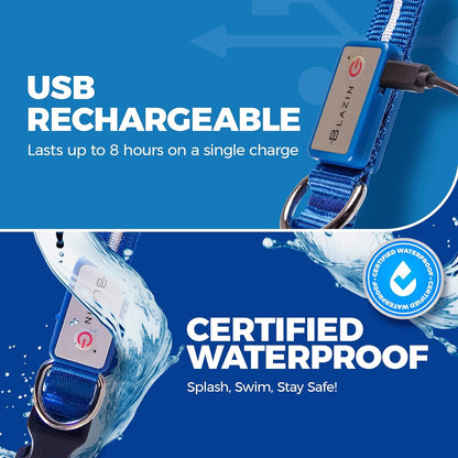 LED Dog Collar - Rechargeable, Waterproof & Highly Visible - Perfect for All Dog Sizes!