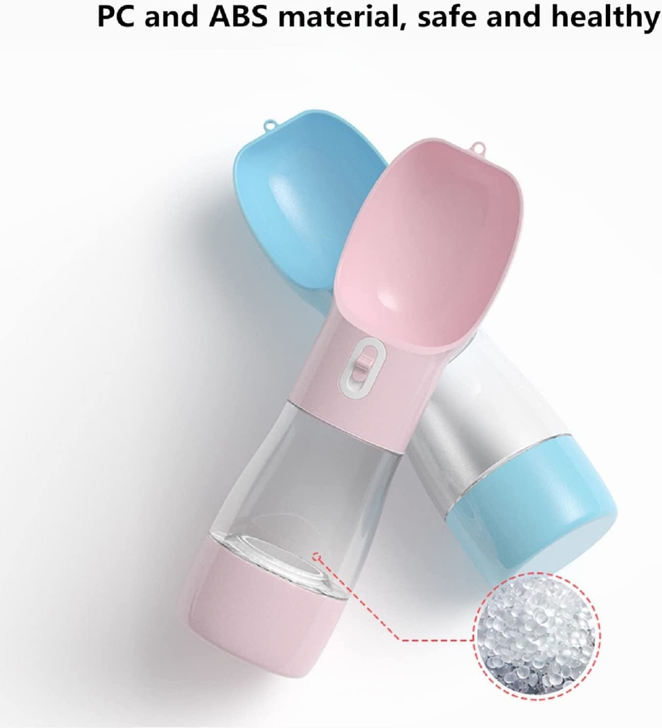 Portable Dog Water Bottle - Leak Proof Dog Water Dispenser with Bowl & Food Container, Dishwasher Safe Food Grade Plastic for Pet Puppy Outdoor Walking Hiking Travel Pink