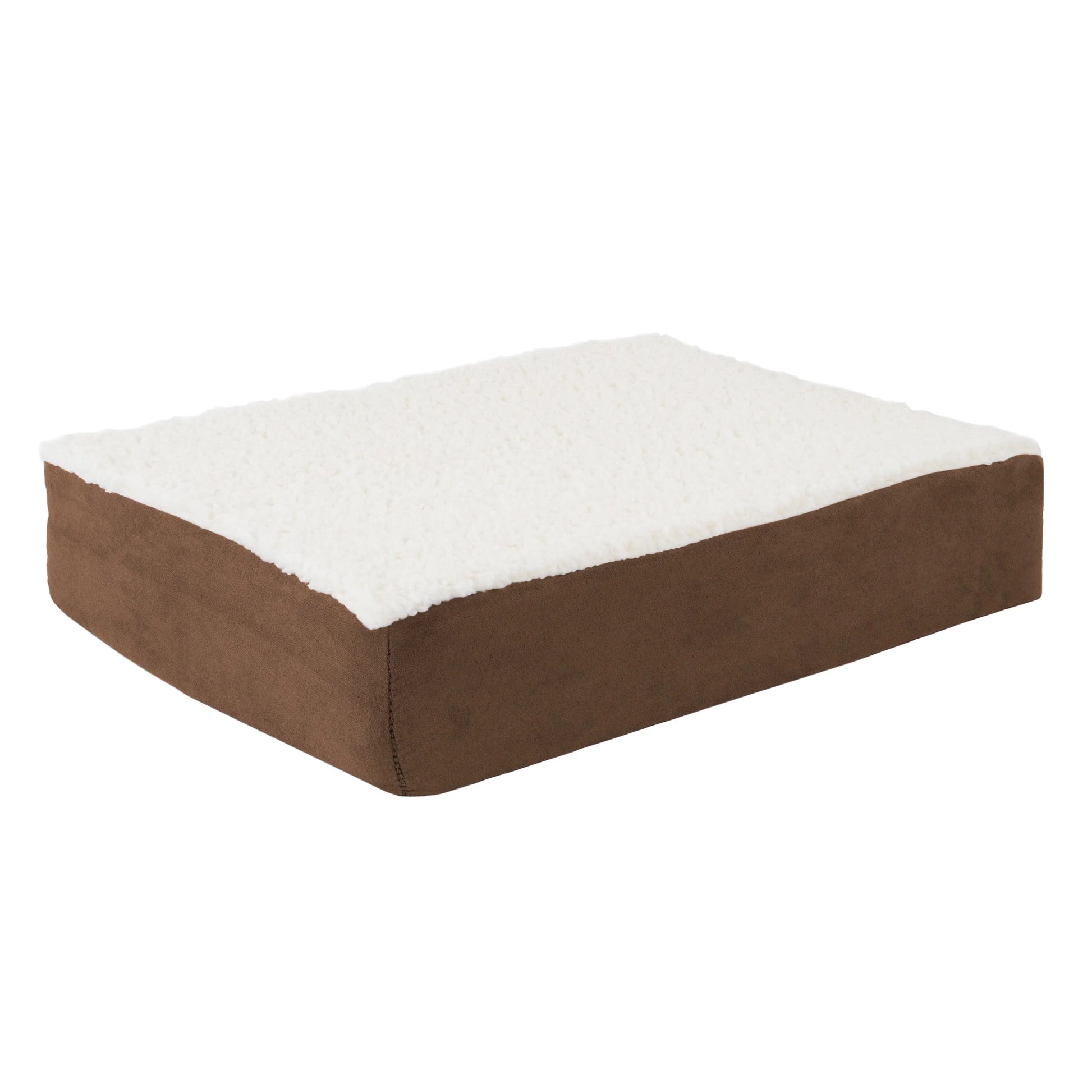 20X15 Orthopedic Dog Bed with Memory Foam and Sherpa Cover, Brown