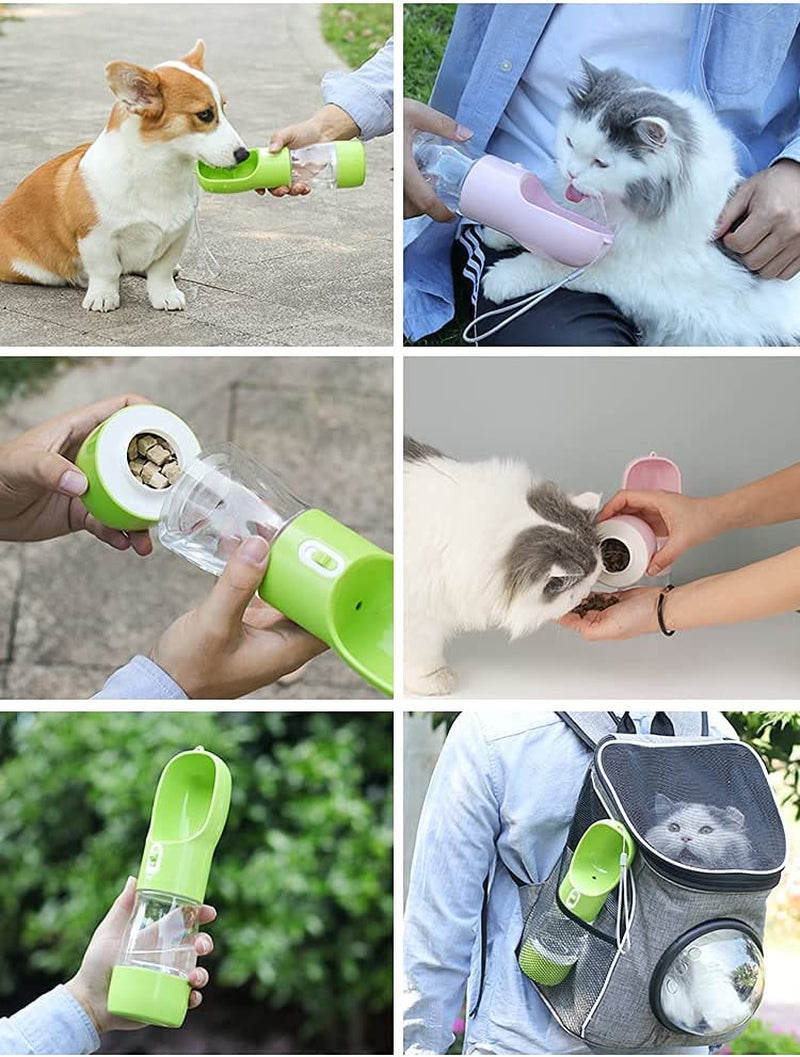 Dog Water Bottle Portable Pet Water Bottle Leak Proof Dog Water Dispenser and Food, Lightweight Dog Travel Water Bottle Bowl for Walking and Trave (Pink)