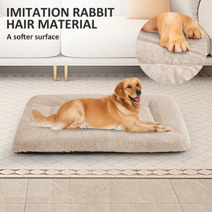 Dog Beds Crate Pad,Super Soft Fabric Machine Washable & anti Slip, Kennel Mat Suitable for Large, and Medium Dogs 30"X 19", Beige
