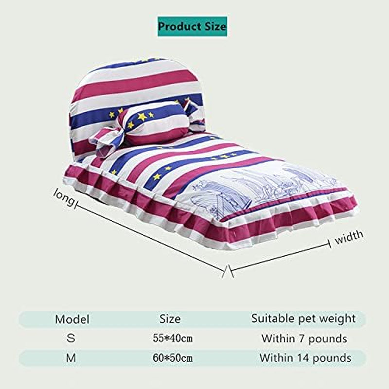 Dog CAT Bed Bed for Small Medium Dog Cat, Waterproof Bottom -25X 20 Inches Washable and Removable Covers Sleeping Bed for Small Dogs and Cats Dog Bed with Pillows and Quilt (Stars)
