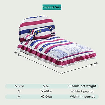 Dog CAT Bed Bed for Small Medium Dog Cat, Waterproof Bottom -25X 20 Inches Washable and Removable Covers Sleeping Bed for Small Dogs and Cats Dog Bed with Pillows and Quilt (Stars)
